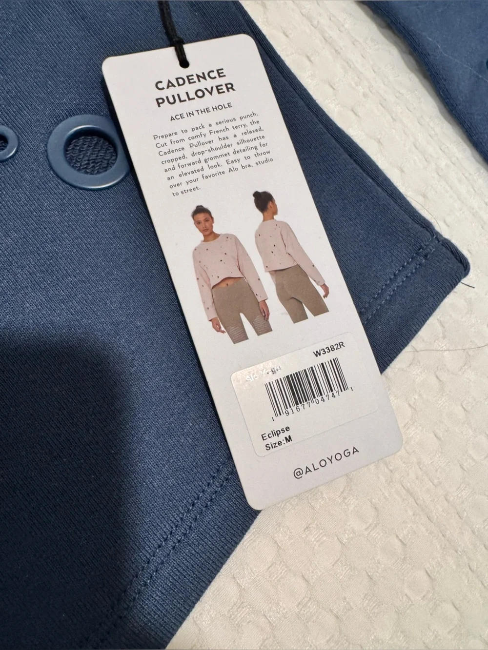 ALO Yoga Men’s Navy Crewneck with Grommet Eyelet Details